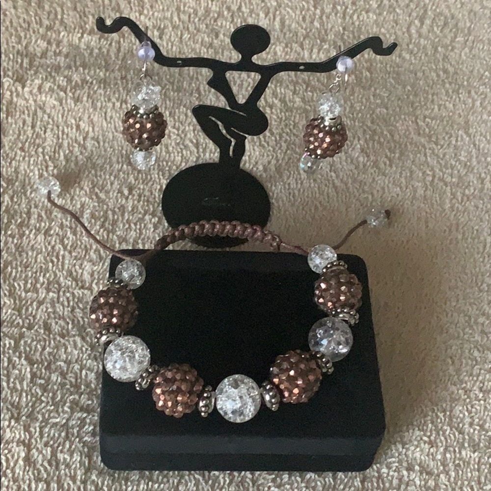 Shambala Bracelet and earring set. Handmade.